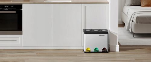 Kosz na śmieci odpady METALOWY 3 KOMORY do segregacji recykling 24l srebrny na Arena.pl