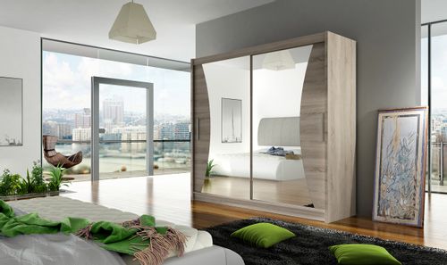 Szafa przesuwna Bega V z lustrem 180cm - pojemna garderoba - TRUFLA na Arena.pl