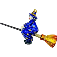 Bombka choinkowa szklana: Niebieska Czarownica na Miotle