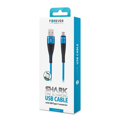 Kabel Forever USB typ-C Shark niebieski 1m 2A na Arena.pl