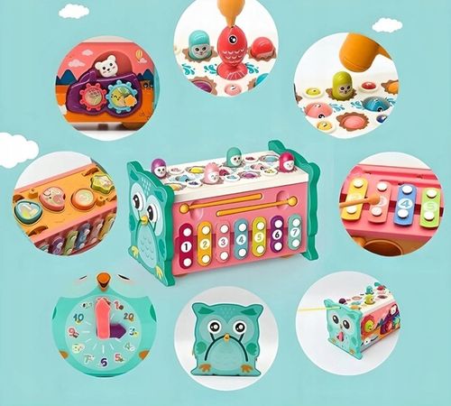 MAGICZNA EDUKACYJNE PUDEŁKO WBIJAK ZEGAR SÓWKA MŁOTEK na Arena.pl