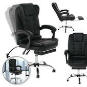 fotel biurowy obrotowy boss z podnóżkiem - czarny eco skóra ko22cz