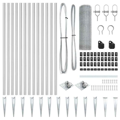 Ogrodzenie z słupkami Srebrny 1 x 25 m Stal pokryta PCV na Arena.pl