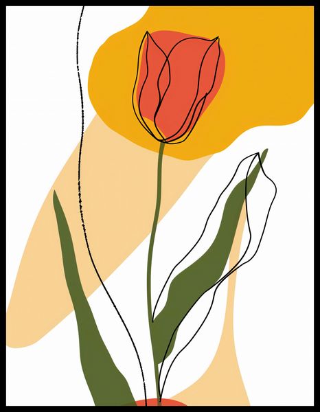 Plakat 50x65cm Przerysowany Tulipan zdjęcie 2