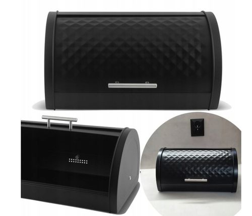 CHLEBAK POJEMNIK NA PIECZYWO BUŁKI CHLEB METALOWY DUŻY CZARNY na Arena.pl