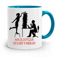 Kubek Błękitny Prezent Dla Sekretarki Najlepsza Z Nadrukiem Ze Zdjęciem