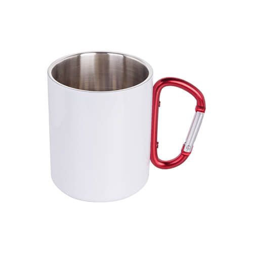 Kubek metalowy 300 ml do sublimacji z uszkiem karabińczykiem - biały na Arena.pl