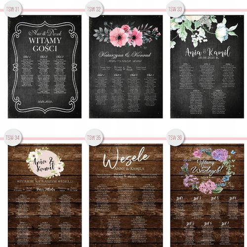 RUSTYKALNA TABLICA PLAN STOŁÓW WESELE ŚLUB 70X50 na Arena.pl