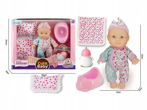 LALKA BOBAS W UBRANKU 20CM Z AKCESORIAMI KOŁDERKA NOCNIK BUTELKA na Arena.pl