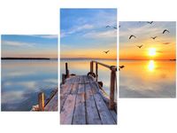 60 90CM OBRAZ 3 ELEM DREWNIANY POMOST ŚCIENNY DRUK PŁÓTNO