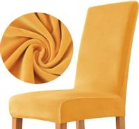 POKROWIEC NA KRZESŁO WELUR PREMIUM AKSAMIT ELASTYCZNY MUSZTARDOWY