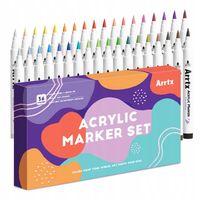 Markery akrylowe Arrtx Premium, 36 sztuk, Markery z końcówką pędzelkową