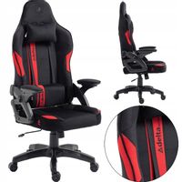 FOTEL GAMINGOWY BIUROWY OBROTOWE KRZESŁO DO BIURKA BIURA czerwone WELUR