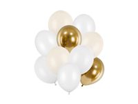 Balony lateksowe beżowy biały złoty strong, 10 szt.