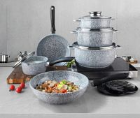 KOMPLET GARNKÓW MARMUROWYCH PATELNIA GARNKI MARMURKOWE ZESTAW INDUKCJA/GAZ