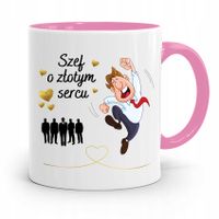 Kubek Różowy Prezent Dla Szefa O Złotym Sercu Z Nadrukiem Ze Zdjęciem
