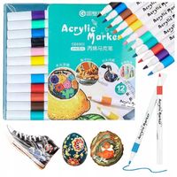 MARKERY AKRYLOWE DO TKANIN KAMIENI UBRAŃ 12 sztuk WODOODPORNE PISAKI MAZAKI