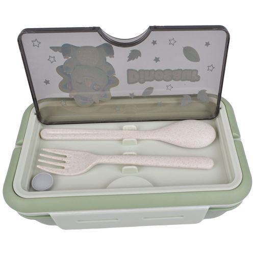 Lunchbox pojemnik do szkoły + sztućce bidon zielony z siedzącym dinozaurem na Arena.pl