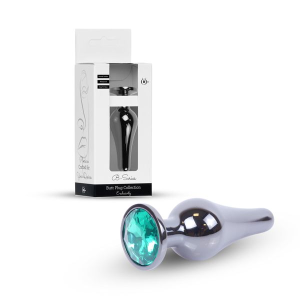 Plug-Jewellery Dark Silver Butt Plug- Green zdjęcie 10