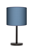 Lampa stołowa - drewniana duża - Granatowe groszki