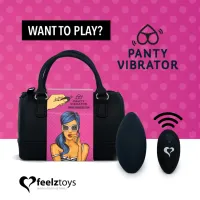 feelztoys pantyvibe black - wibrator do majtek z pilotem, wodoodporny