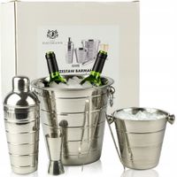 ZESTAW BARMAŃSKI STALOWY DO DRINKÓW 5 EL WIADERKA SZCZYPCE MIARKA SHAKER