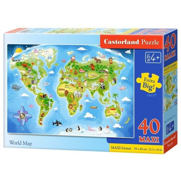 Puzzle 40 el.maxi world map CASTOR zdjęcie 1