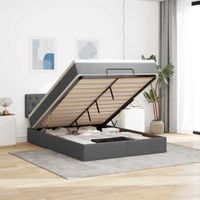 Łóżko Ottoman z materacem i diodami LED Ciemnoszary 140x190 cm