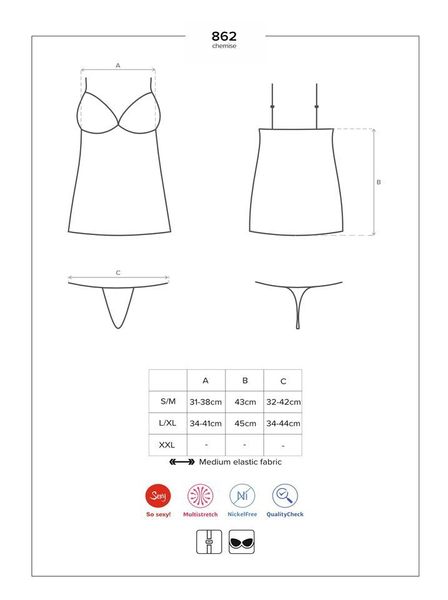 Zmysłowa Koszulka i Stringi - Obsessive 862-CHE-1 S/M zdjęcie 5