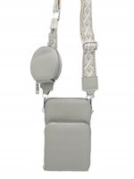 Torebka rowerówka portfel z portfelikiem pasek BOHO szary Q0693