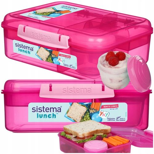 LUNCH BOX ŚNIADANIÓWKA SISTEMA POJEMNIK BOX BENTO 1650ml Z PRZEGRÓDKAMI SOS na Arena.pl