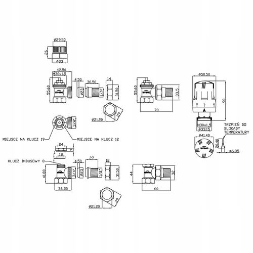 ZESTAW TERMOSTATYCZNY KĄTOWY Z NASTAWĄ WSTĘPNĄ ZAWÓR ZASILAJĄCY POWROTNY na Arena.pl