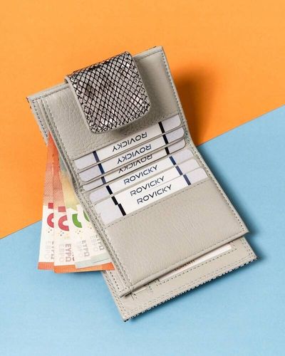 portfel damski na zatrzask i bigiel z błyszczącej skóry naturalnej na Arena.pl