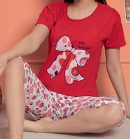 Damska piżama krótka bawełniana z krótkim rękawem na lato XL z kokardą