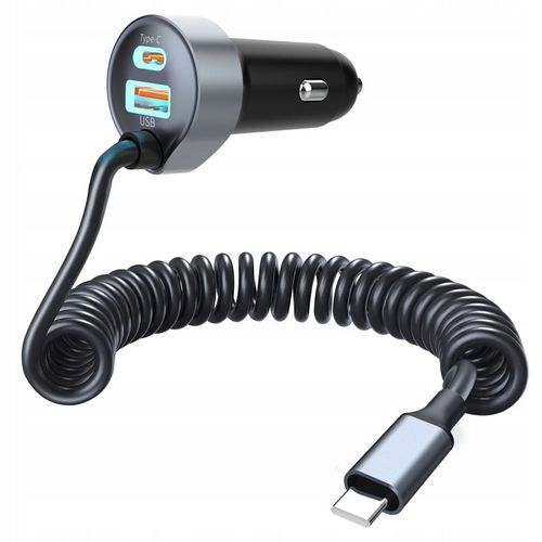 Mocna ładowarka samochodowa POLION USB-A 2xUSB-C 65W QC3.0 PD z przewodem na Arena.pl