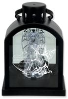 Latarenka LED znicz czarny z grawerem personalizowany Z ANIOŁKIEM