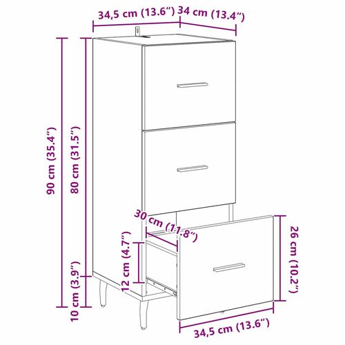 Bufet dąb artisan 34 x 34.5 x 90 cm Materiał drewnopochodny na Arena.pl