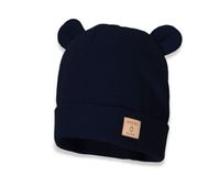 BROEL FABRIZIO czapka prążkowana z uszkami granat 40-42