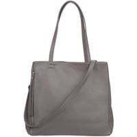 VERA PELLE torebka damska skórzana shopper z paskiem V514 c.szara