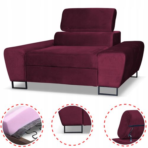 Zestaw mebli wypoczynkowych Bosso Sofa 3os fotele bordowe na Arena.pl