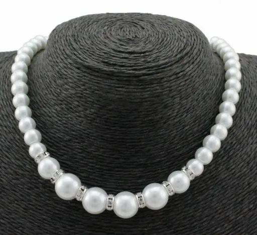 KOMPLET 3 CŻĘŚCIOWY ELEGANCKI BIAŁE PERŁY CYRKONIE zdjęcie 2