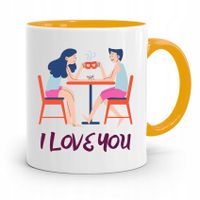 Kubek Żółty Na Walentynki I Love You Prezent Z Nadrukiem Ze Zdjęciem