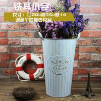 Vintage Doniczka doniczka -  Wiadro - METALOWA - Idealna Do Domu I Ogrodu 30 Niebieski