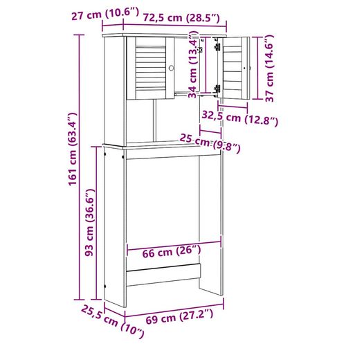 Szafka na pralkę z półką VIGO Biały 72.5 x 27 x 161 cm na Arena.pl