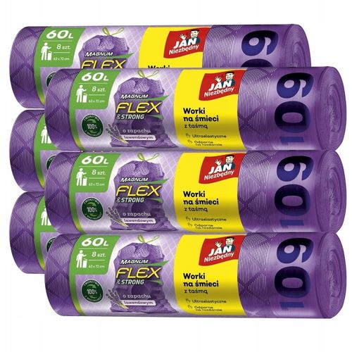 6X WORKI NA ŚMIECI Z TAŚMĄ 60L 6X8 SZT LAWENDOWE MAGNUM FLEX JAN na Arena.pl