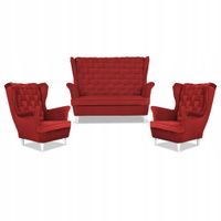 Zestaw wypoczynkowy Carol sofa fotele paski Family Meble czerwony
