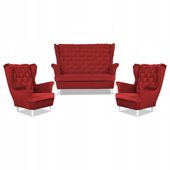 Zestaw wypoczynkowy Carol sofa fotele paski Family Meble czerwony