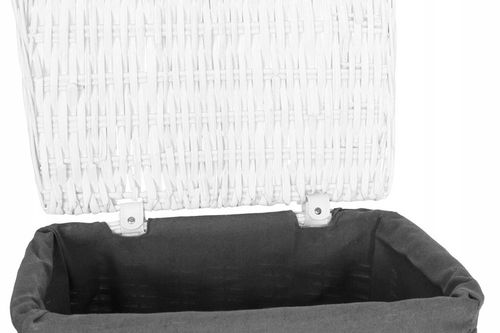 KOSZ WIKLINOWY NA PRANIE BIELIZNĘ ODZIEŻ ZABAWKI POJEMNIK BIAŁY KUFER 72L na Arena.pl