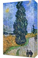 Obraz 30x50cm  Droga z Cyprysem i Gwiazdą, Van Gogh Vintage