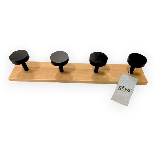 Wieszak Ścienny Drewniany 4 Haczyki Brąz-Czarny na Arena.pl